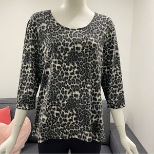 NWT MARISE Animal Print 3/4-Length Sleeve Top Size Large Soft Tee with Stretch
